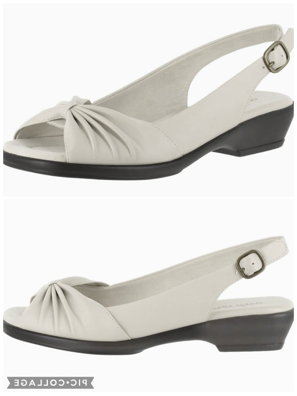 Easy Street Fantasia Bone White Slingback Faux Leather Open Toe Pumps 9.5WW